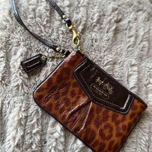 Coach Brown Leopard Print Wristlet